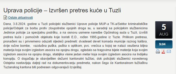 Bosnia-and-Herzegovina-avmp/Uprava-policije--Izvrsen-pretres-kuce-u-Tuzli--Ministarstvo-un