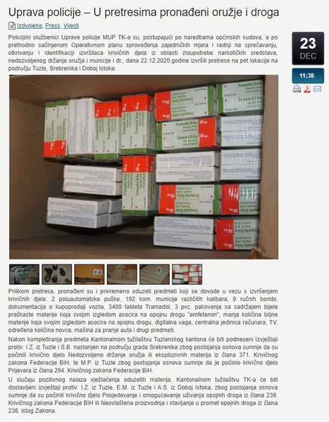 Bosnia-and-Herzegovina-avmp/Uprava-policije--U-pretresima-pronadeni-oruzje-i-droga