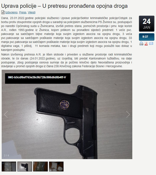 Bosnia-and-Herzegovina-avmp/Uprava-policije--U-pretresu-pronadena-opojna-droga--Ministarst