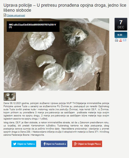 Bosnia-and-Herzegovina-avmp/Uprava-policije--U-pretresu-pronadena-opojna-droga-jedno-lice-