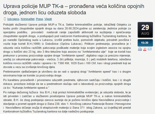 Bosnia-and-Herzegovina-avmp/Uprava-policije-MUP-TK-a--pronadena-veca-kolicina-opojnih-drog