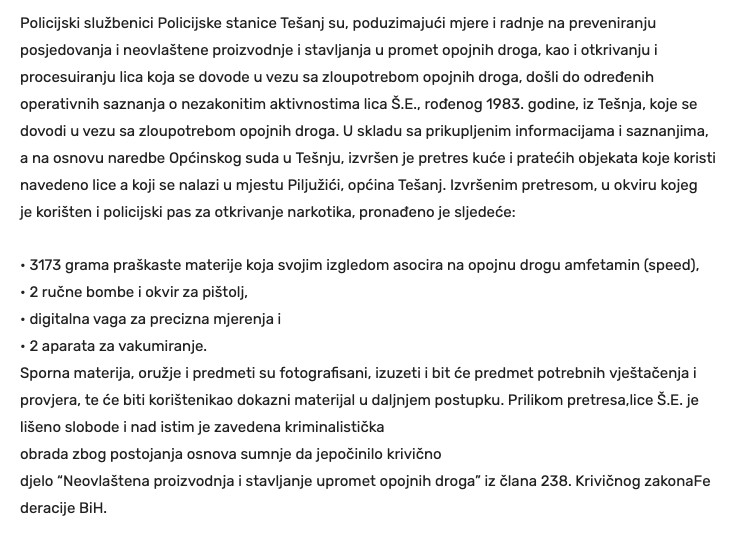 Bosnia-and-Herzegovina-avmp/Uspjesnom-akcijom-policije-u-Tesnju-pronadeno-vise-od-3kg---RT_1