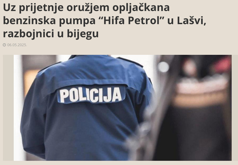 Bosnia-and-Herzegovina-avmp/Uz-prijetnje-oruzjem-opljackana-benzinska-pumpa-_Hifa-Petrol_-