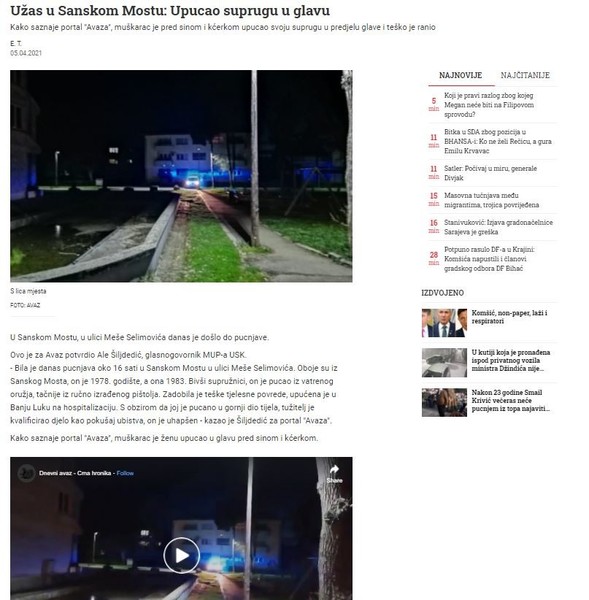 Bosnia-and-Herzegovina-avmp/Uzas-u-Sanskom-Mostu_-Upucao-suprugu-u-glavu