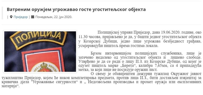 Bosnia-and-Herzegovina-avmp/Vatrenim-oruzjem-ugrozavao-goste-ugostiteljskog-objekta