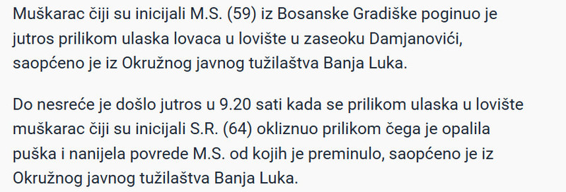 Bosnia-and-Herzegovina-avmp/Velika-tragedija-na-sjeveru-BiH_-Okliznuo-se-u-lovu-opalio-iz-puske-i-usmrtio-muskarca