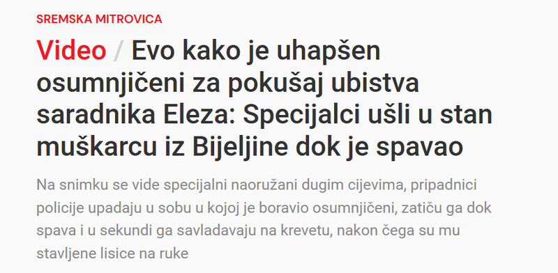 Bosnia-and-Herzegovina-avmp/Video--Evo-kako-je-uhapsen-osumnjiceni-za-pokusaj-ubistva-saradnika-Eleza-Specijalci-usli-u-stan-muskarcu-iz-Bijeljine-dok-je-spavao