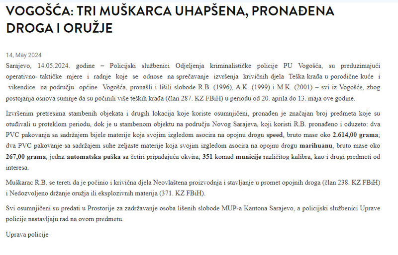 Bosnia-and-Herzegovina-avmp/Vogosca_-Tri-muskarca-uhapsena-pronadena-droga-i-oruzje-_-Mini