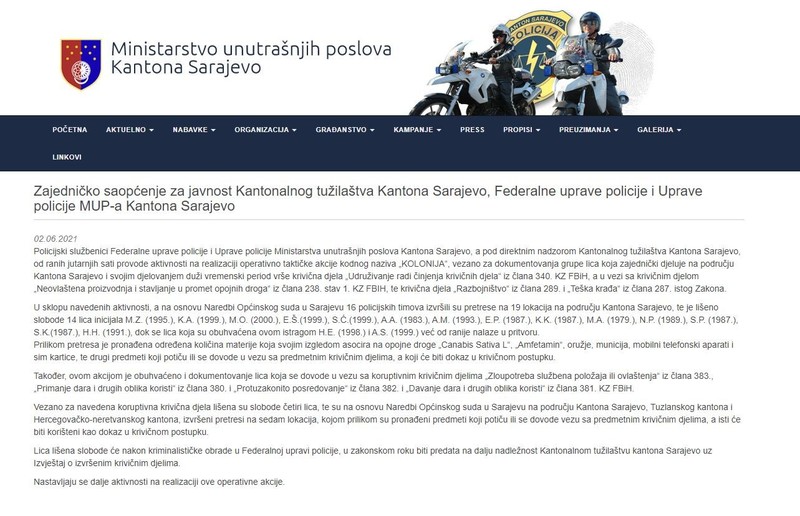 Bosnia-and-Herzegovina-avmp/Zajednicko-saopcenje-za-javnost-Kantonalnog-tuzilastva-Kantona