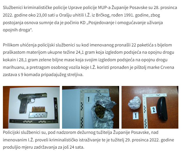 Bosnia-and-Herzegovina-avmp/Zapljenjena-opojna-droga-i-pistolj