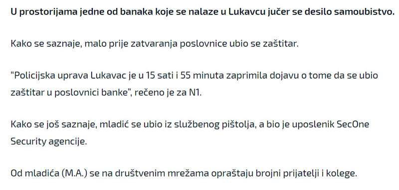 Bosnia-and-Herzegovina-avmp/Zastitar-se-ubio-u-banci-u-Lukavcu