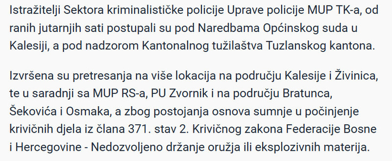 Bosnia-and-Herzegovina-avmp/Zavrseni-pretresi-u-Kalesiji-Zivinicama-i-vise-gradova-u-RS-Uhapseno-13-osoba-pronadeno-oruzje