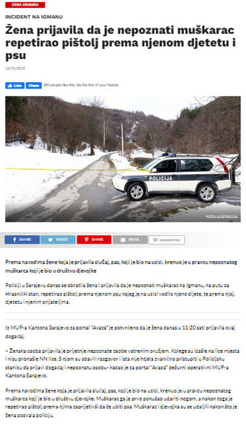 Bosnia-and-Herzegovina-avmp/Zena-prijavila-da-je-nepoznati-muskarac-repetirao-pistolj-prem