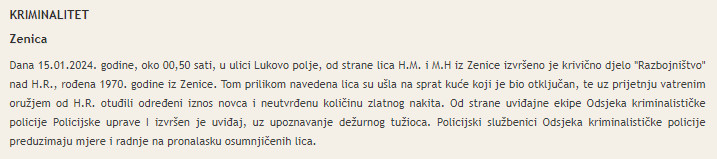 Bosnia-and-Herzegovina-avmp/Zenica-Razbojnistvo