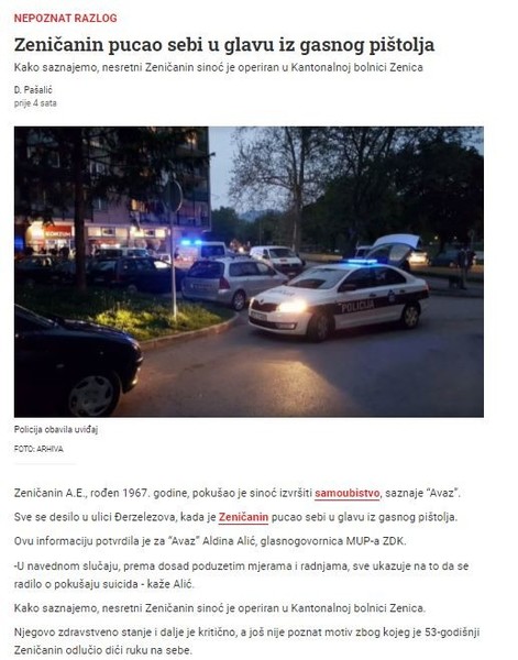Bosnia-and-Herzegovina-avmp/Zenicanin-pucao-sebi-u-glavu-iz-gasnog-pistolja