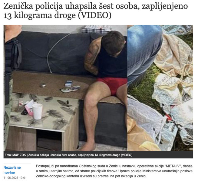 Bosnia-and-Herzegovina-avmp/Zenicka-policija-uhapsila-sest-osoba-zaplijenjeno-13-kilograma