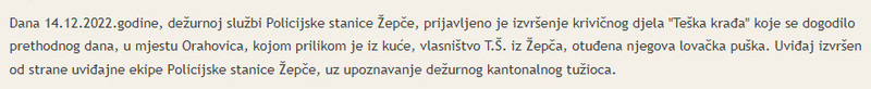 Bosnia-and-Herzegovina-avmp/Zepce-kradja-lovacke-puske