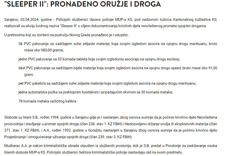 Bosnia-and-Herzegovina-avmp/_Sleeper-II__-Pronadeno-oruzje-i-droga-_-Ministarstvo-unutrasn