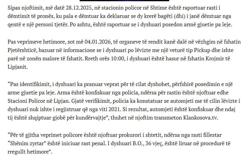 Kosovo-avmp/36-vjeari-nn-hetime-Arm-pa-leje-bagti-t-dmtuara-dhe-vetur-e-paregjistruar