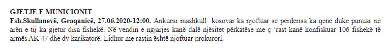 Kosovo-avmp/Gjetje-municioni-Graqanice