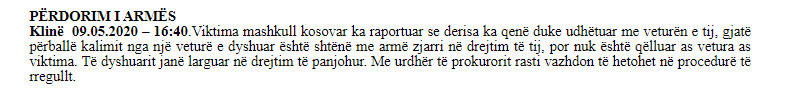 Kosovo-avmp/Klina-police-report