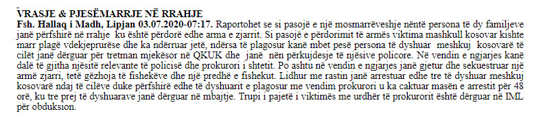 Kosovo-avmp/lipjan-murder-dispute