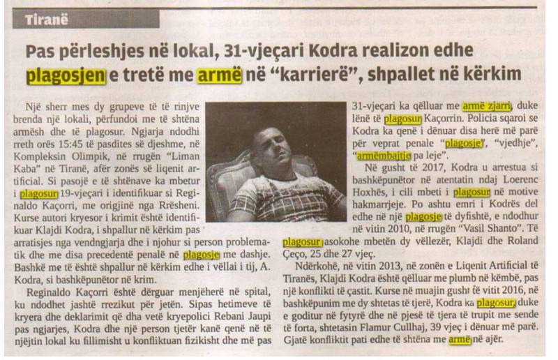 Kosovo-avmp/plagosje-me-arme-ne-tiran