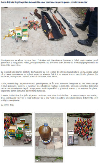 Moldova-avmp/Arme-deinute-ilegal-depistate-la-domiciliile-unor-persoane-suspecte-pentru-co