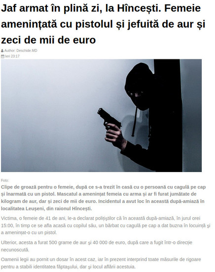 Moldova-avmp/Jaf-armat-n-plin-zi-la-Hnceti.-Femeie-ameninat-cu-pistolul-i-jefuit-de-aur-i-