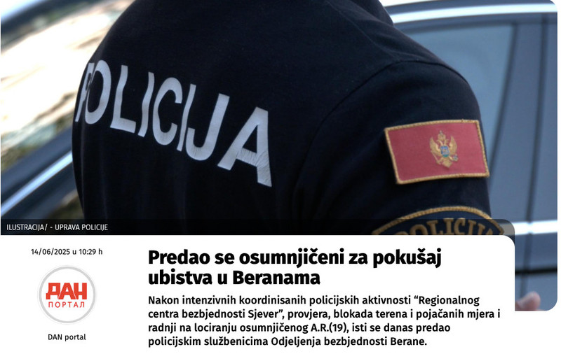 Montenegro-avmp/---Predao-se-osumnjiceni-za-pokusaj-ubistva-u-Beranama