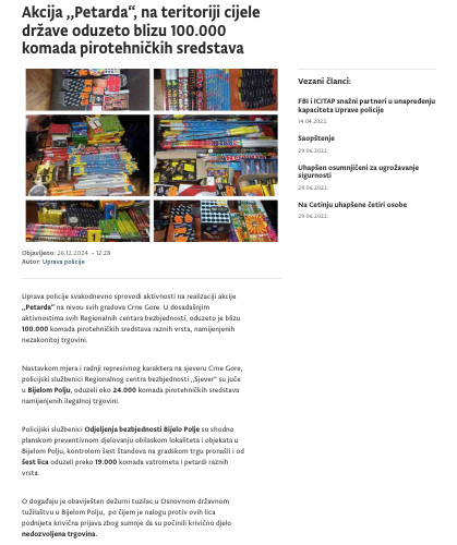 Montenegro-avmp/Akcija-Petarda-na-teritoriji-cijele-drzave-oduzeto-blizu-100.000-komada-pi