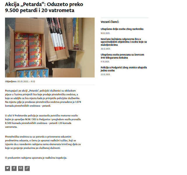Montenegro-avmp/Akcija-Petarda_-Oduzeto-preko-9.500-petardi-i-20-vatrometa_1