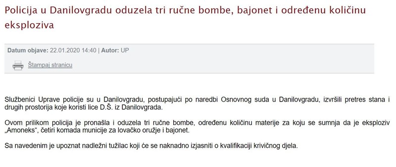 Montenegro-avmp/Ammunition-seizure_1