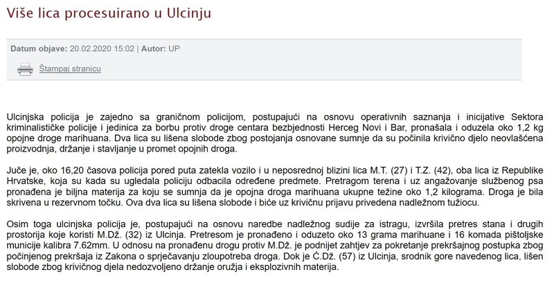 Montenegro-avmp/Ammunition-seizure