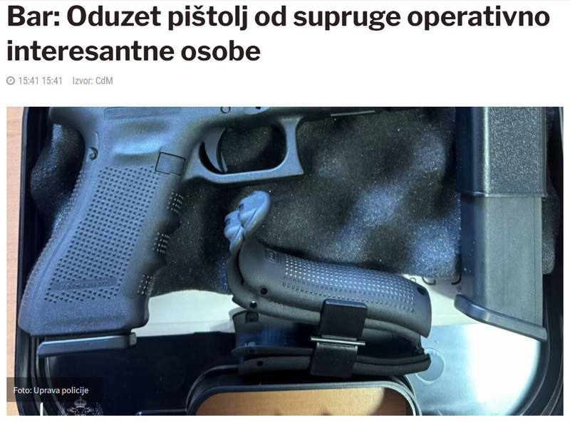 Montenegro-avmp/Bar-Oduzet-pistolj-od-supruge-operativno-interesantne-osobe_1
