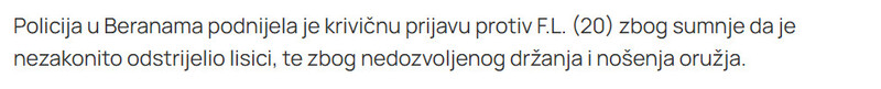 Montenegro-avmp/Beranac-osumnjicen-da-je-nezakonito-odstrijelio-lisicu-krivicna-prijava-i-zbog-nedozvoljenog-nosenja-oruzja_3