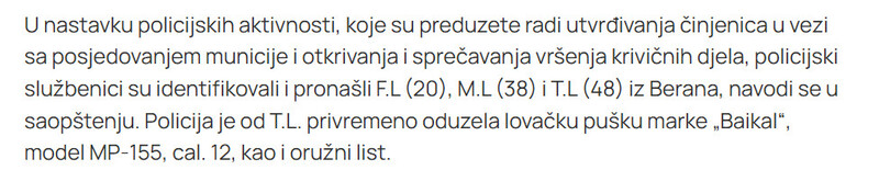 Montenegro-avmp/Beranac-osumnjicen-da-je-nezakonito-odstrijelio-lisicu-krivicna-prijava-i-zbog-nedozvoljenog-nosenja-oruzja