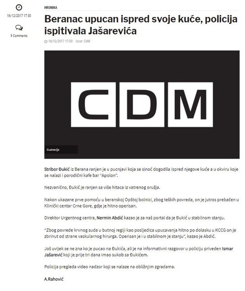 Montenegro-avmp/Beranac-upucan-ispred-svoje-kuce-policija-ispitivala-Jasarevica