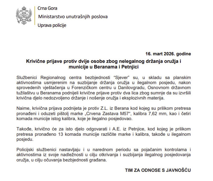 Montenegro-avmp/Berane-16.03.2026.