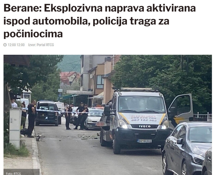 Montenegro-avmp/Berane-Eksplozivna-naprava-aktivirana-ispod-automobila-policija-traga-za-pociniocima_1