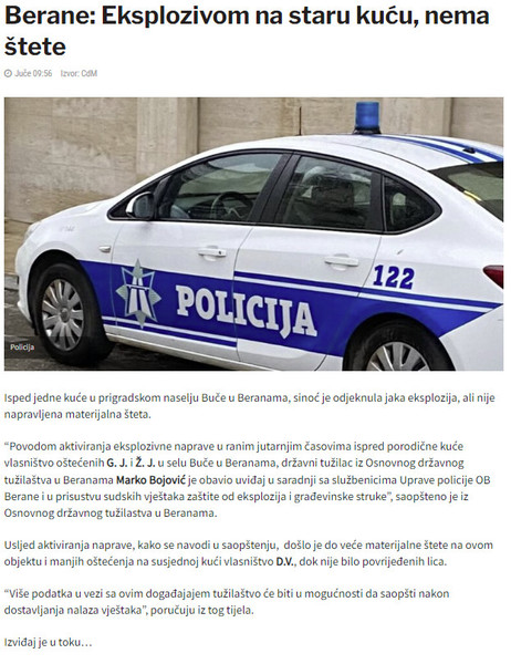 Montenegro-avmp/Berane-Eksplozivom-na-staru-kucu-nema-stete