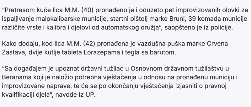 Montenegro-avmp/Berane_-Pretresom-pronadene-improvizovane-olovke-za-ispaljivanje-municije-_1