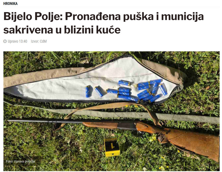 Montenegro-avmp/Bijelo-Polje-Pronadena-puska-i-municija-sakrivena-u-blizini-kuce_1