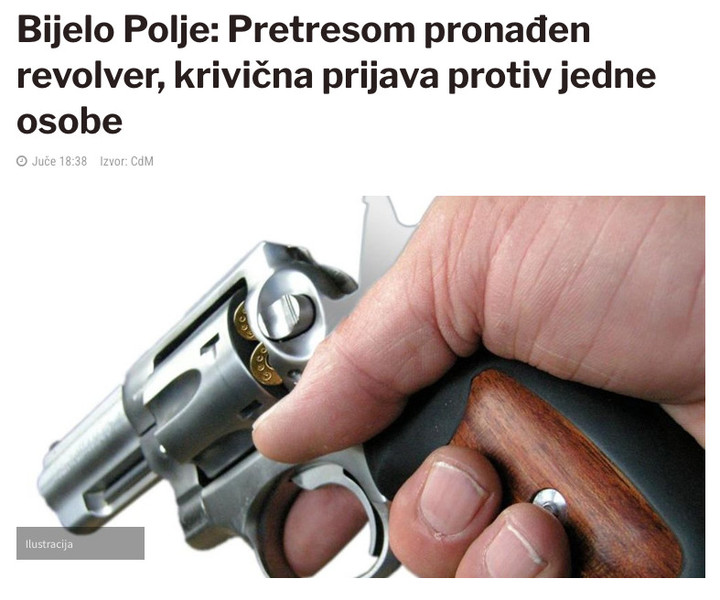 Montenegro-avmp/Bijelo-Polje_-Pretresom-pronaden-revolver-krivicna-prijava-protiv-jedne-os