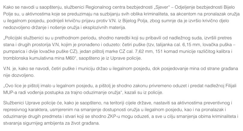 Montenegro-avmp/Bijelo-Polje_-Pretresom-pronadeno-oruzje-municija-i-mina---Gradski-portal1