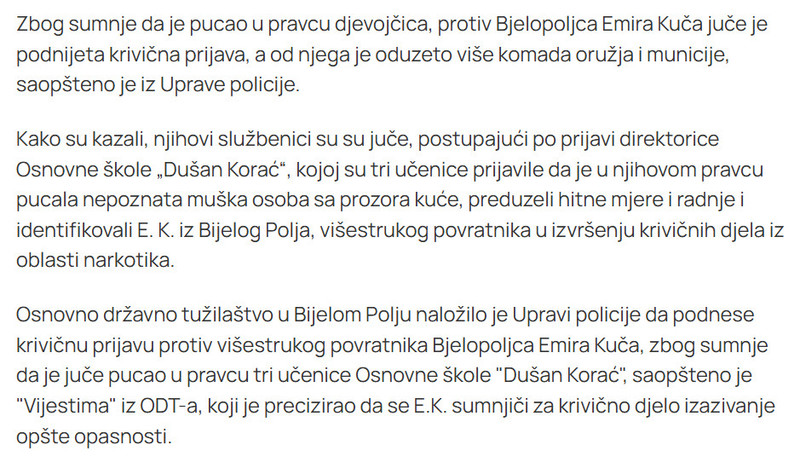 Montenegro-avmp/Bjelopoljac-Emir-Kuc-osumnjicen-da-je-pucao-na-djevojcice-sa-prozora-kuce-zaplijenili-mu-vise-komada-oruzja-i-municije_1