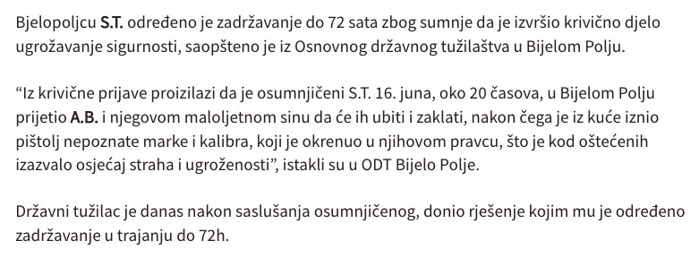 Montenegro-avmp/Bjelopoljac-osumnjicen-da-je-prijetio-sugradaninima-od-koji-je-jedan-malol_1