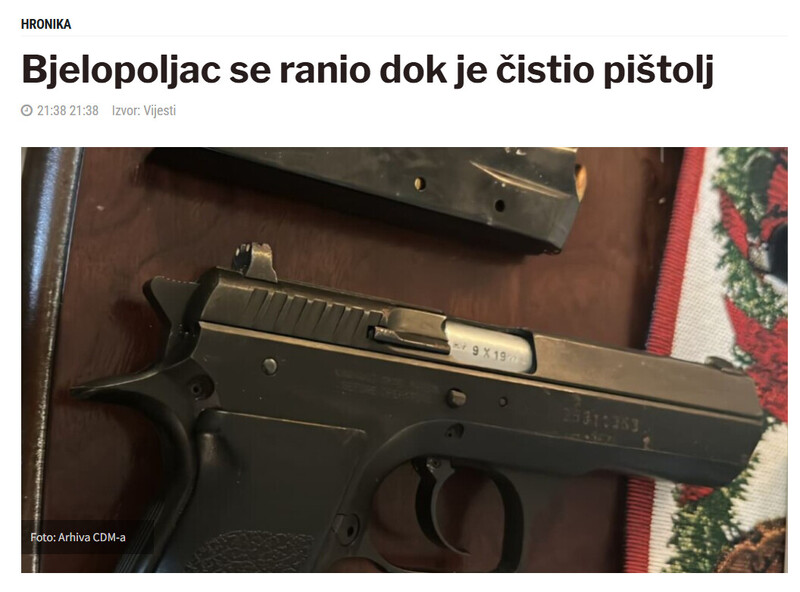 Montenegro-avmp/Bjelopoljac-se-ranio-dok-je-cistio-pistolj_1