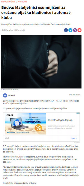 Montenegro-avmp/Budva_-Maloljetnici-osumnjiceni-za-oruzanu-pljacku-kladionice-i-automat-kl_1