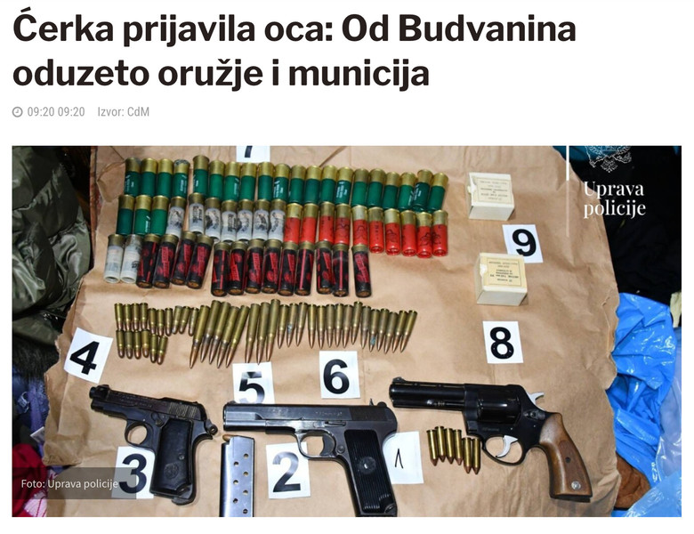 Montenegro-avmp/Cerka-prijavila-oca_-Od-Budvanina-oduzeto-oruzje-i-municija---CdM